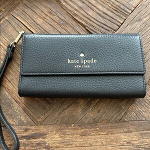 Kate Spade Black Pebbled Leather Wristlet